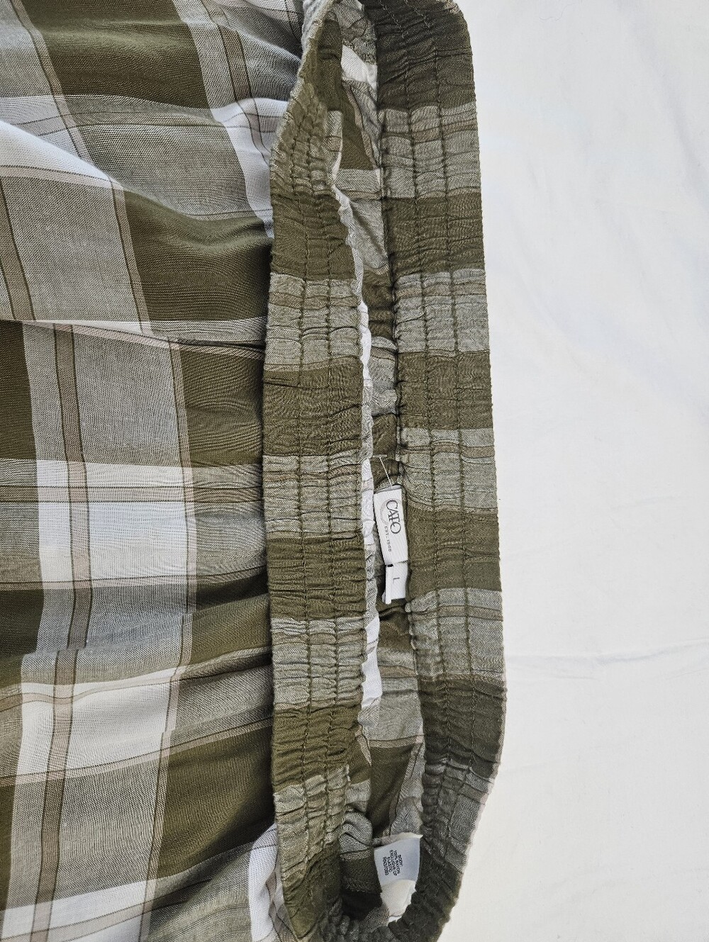 Cato Olive Green Plaid Tiered Maxi Skirt - Casual Boho Style - Picture 11 of 13